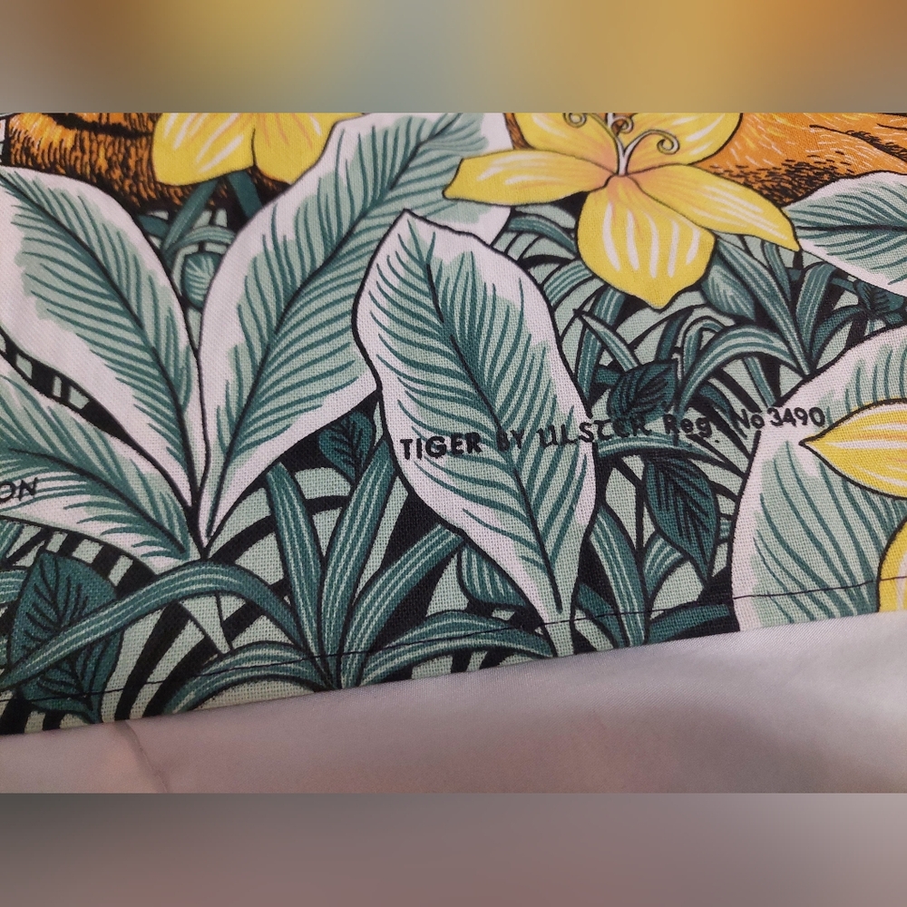 Gorgeous Cotton Panel W/Tiger And Jungle Scene Made In Ireland - Picture 3 of 8